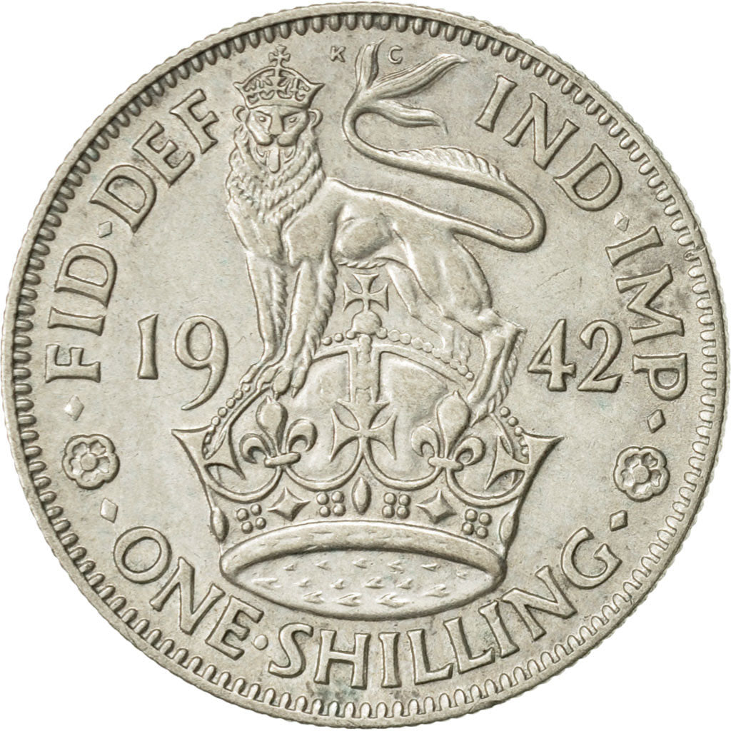 Great Britain, George VI, Shilling, 1942, AU(50-53), Silver, KM:853