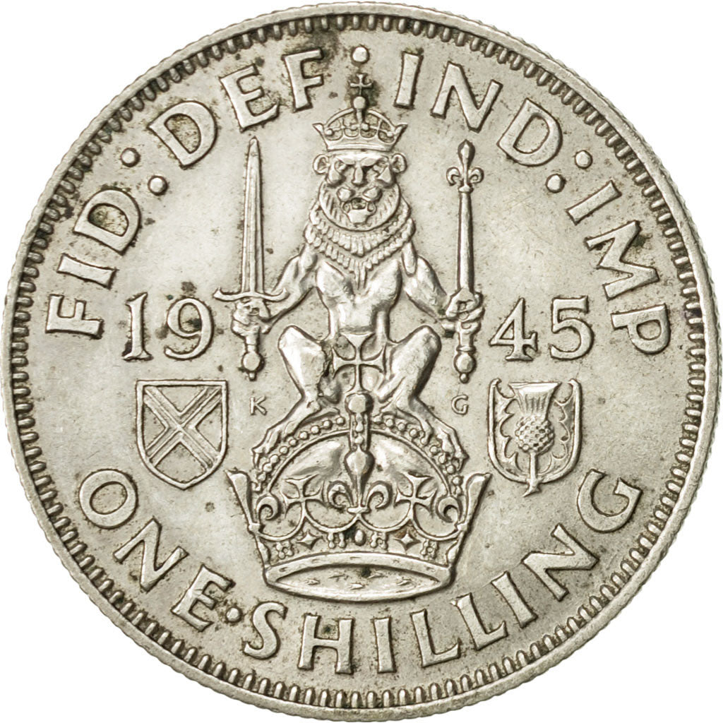 Coin, Great Britain, George VI, Shilling, 1945, AU(50-53), Silver, KM:854