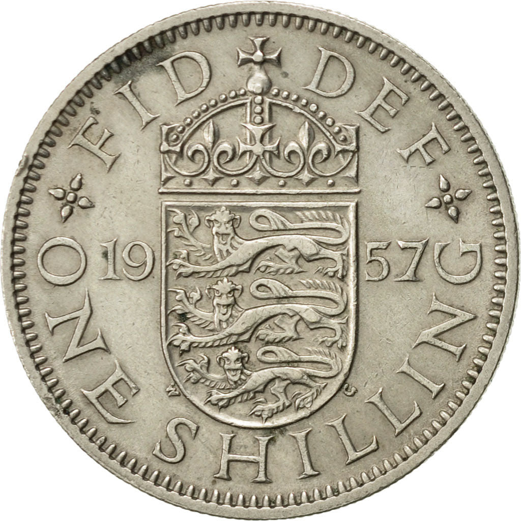 Coin, Great Britain, Elizabeth II, Shilling, 1957, EF(40-45), Copper-nickel