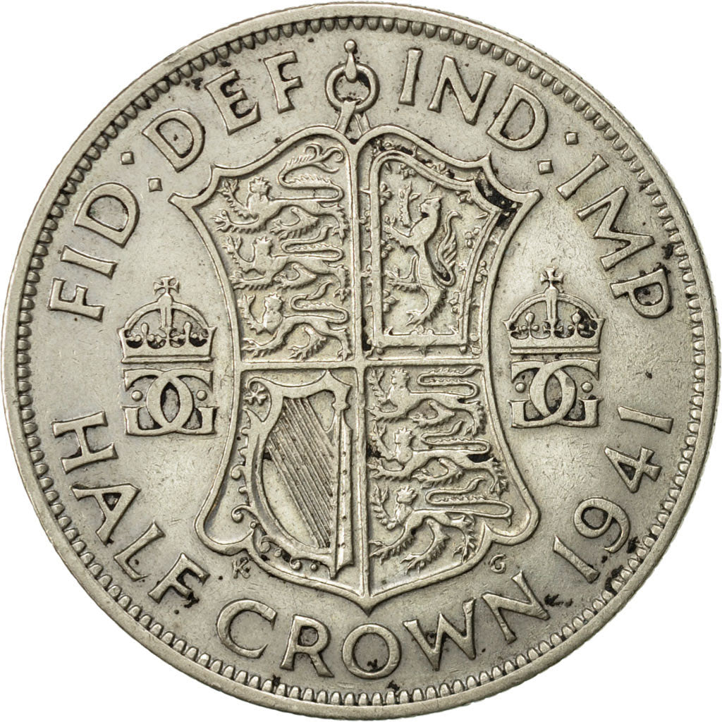 Coin, Great Britain, George VI, 1/2 Crown, 1941, EF(40-45), Silver, KM:856