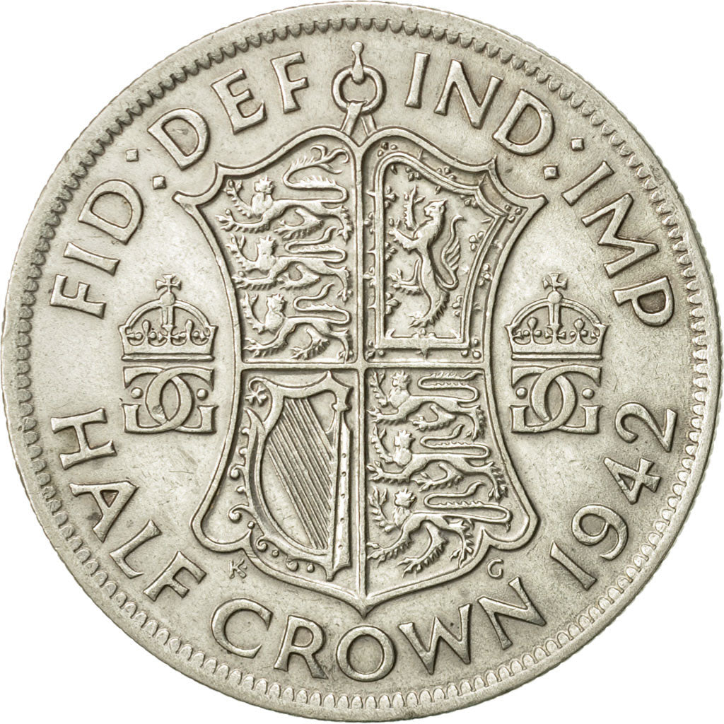Coin, Great Britain, George VI, 1/2 Crown, 1942, EF(40-45), Silver, KM:856