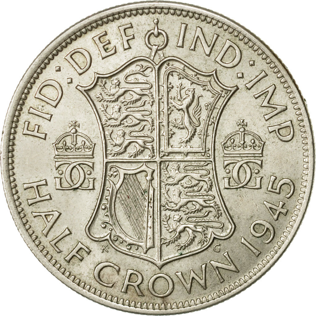 Coin, Great Britain, George VI, 1/2 Crown, 1945, EF(40-45), Silver, KM:856