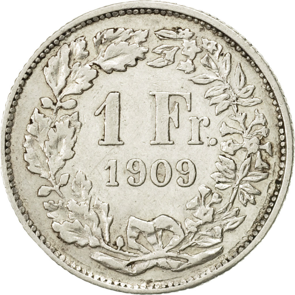 Coin, Switzerland, Franc, 1909, Bern, EF(40-45), Silver, KM:24