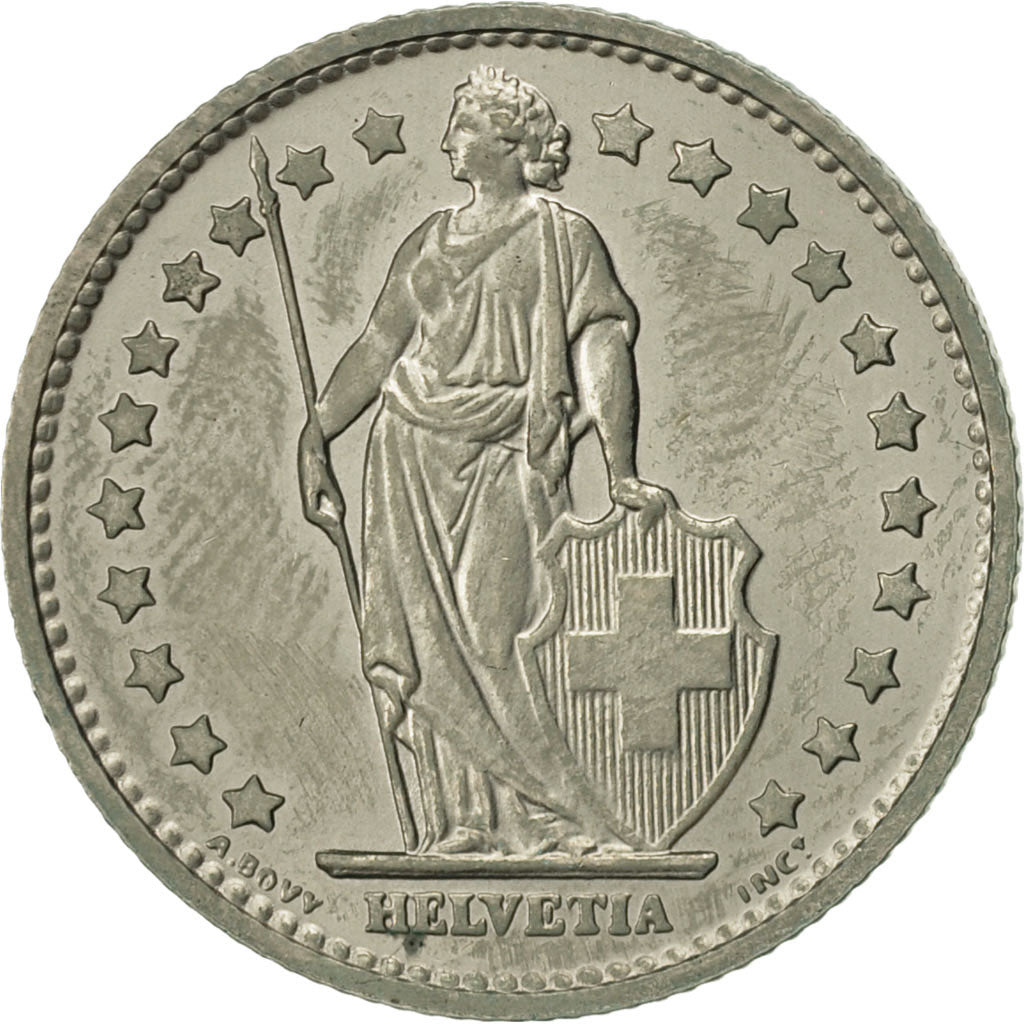 Coin, Switzerland, Franc, 1975, Bern, AU(50-53), Copper-nickel, KM:24a.1