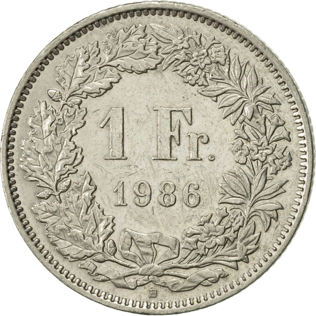 Coin, Switzerland, Franc, 1986, Bern, AU(50-53), Copper-nickel, KM:24a.3