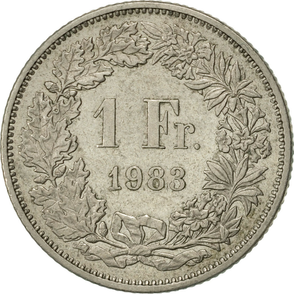 Coin, Switzerland, Franc, 1983, Bern, AU(50-53), Copper-nickel, KM:24a.3