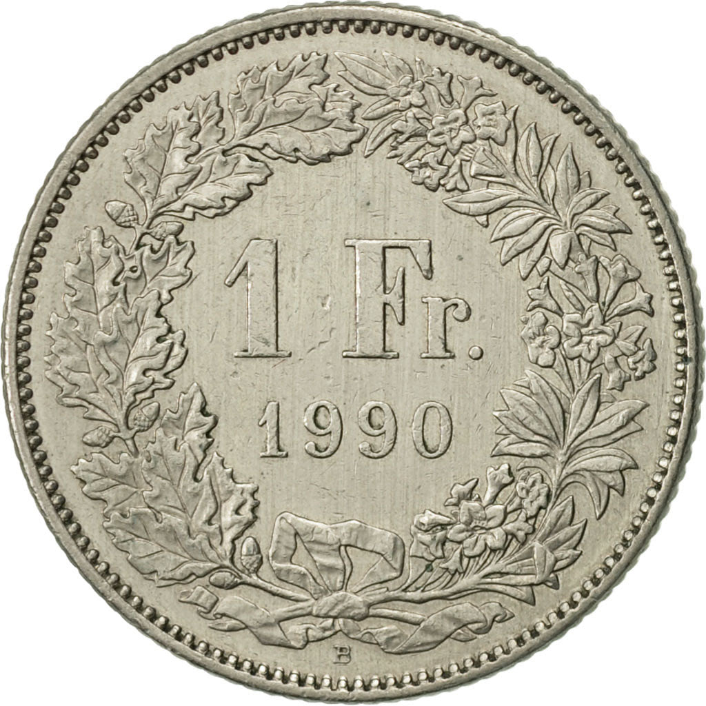 Switzerland, Franc, 1990, Bern, AU(50-53), Copper-nickel, KM:24a.3