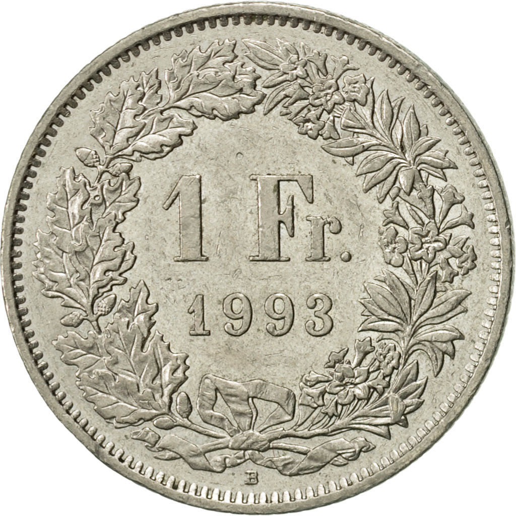 Coin, Switzerland, Franc, 1993, Bern, AU(50-53), Copper-nickel, KM:24a.3