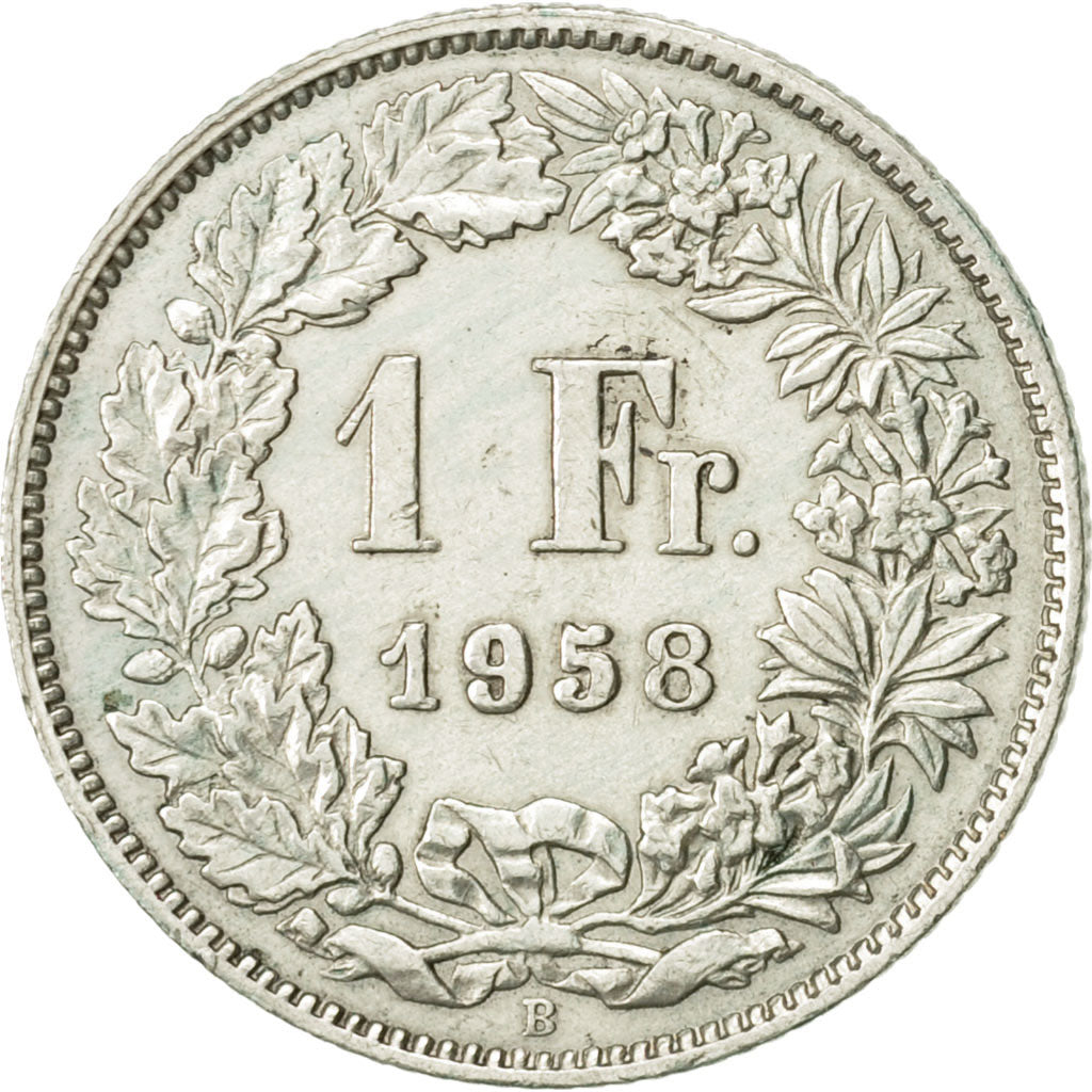 Suiza, Franc, 1958, Bern, MBC+, Plata, KM:24