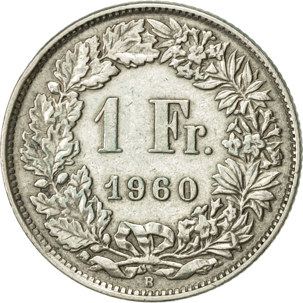 Coin, Switzerland, Franc, 1960, Bern, AU(50-53), Silver, KM:24