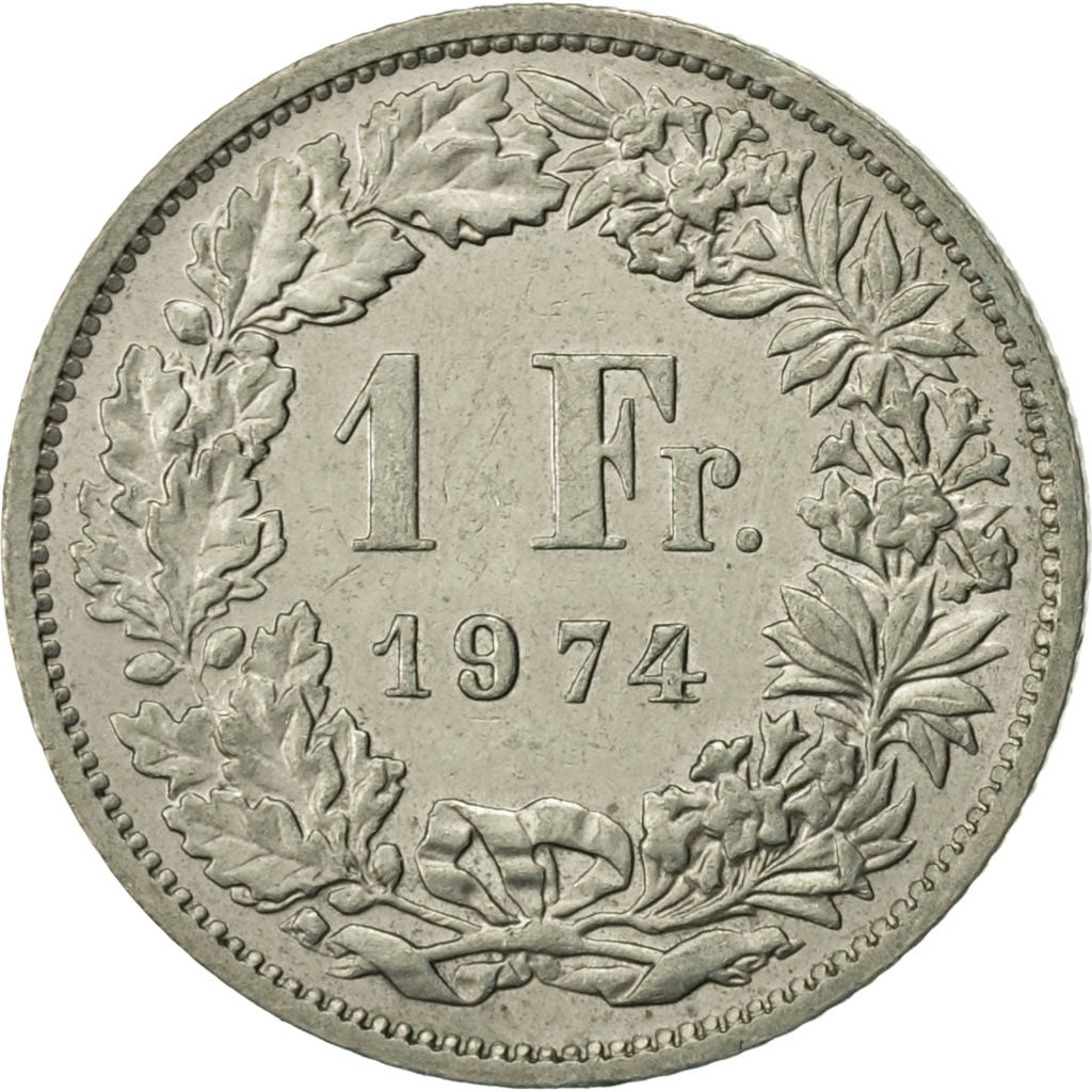 Coin, Switzerland, Franc, 1974, Bern, AU(50-53), Copper-nickel, KM:24a.1