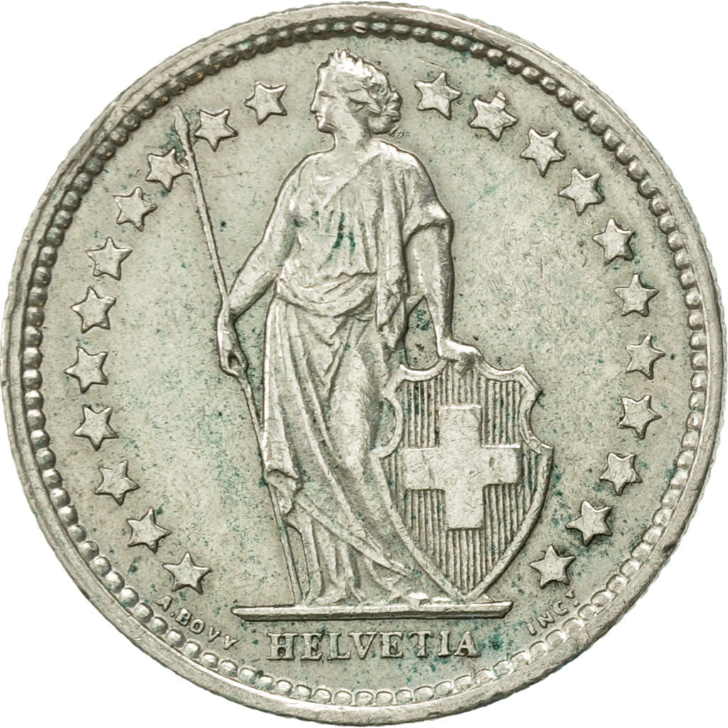 Switzerland, 1/2 Franc, 1958, Bern, AU(50-53), Silver, KM:23