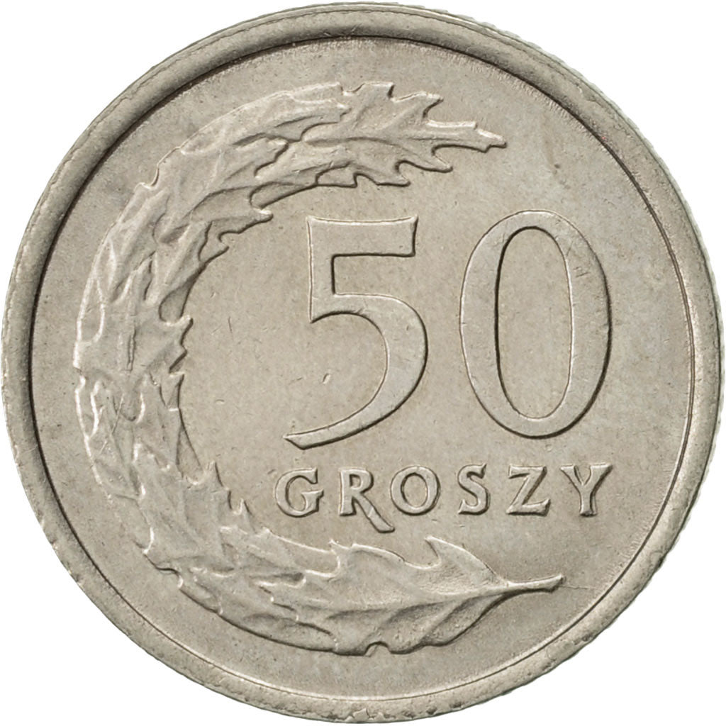 Polen, 50 Groszy, 1990, Warsaw, VZ, Copper-nickel, KM:281