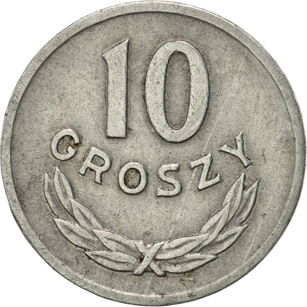 Poland, 10 Groszy, 1962, Warsaw, AU(50-53), Aluminum, KM:AA47