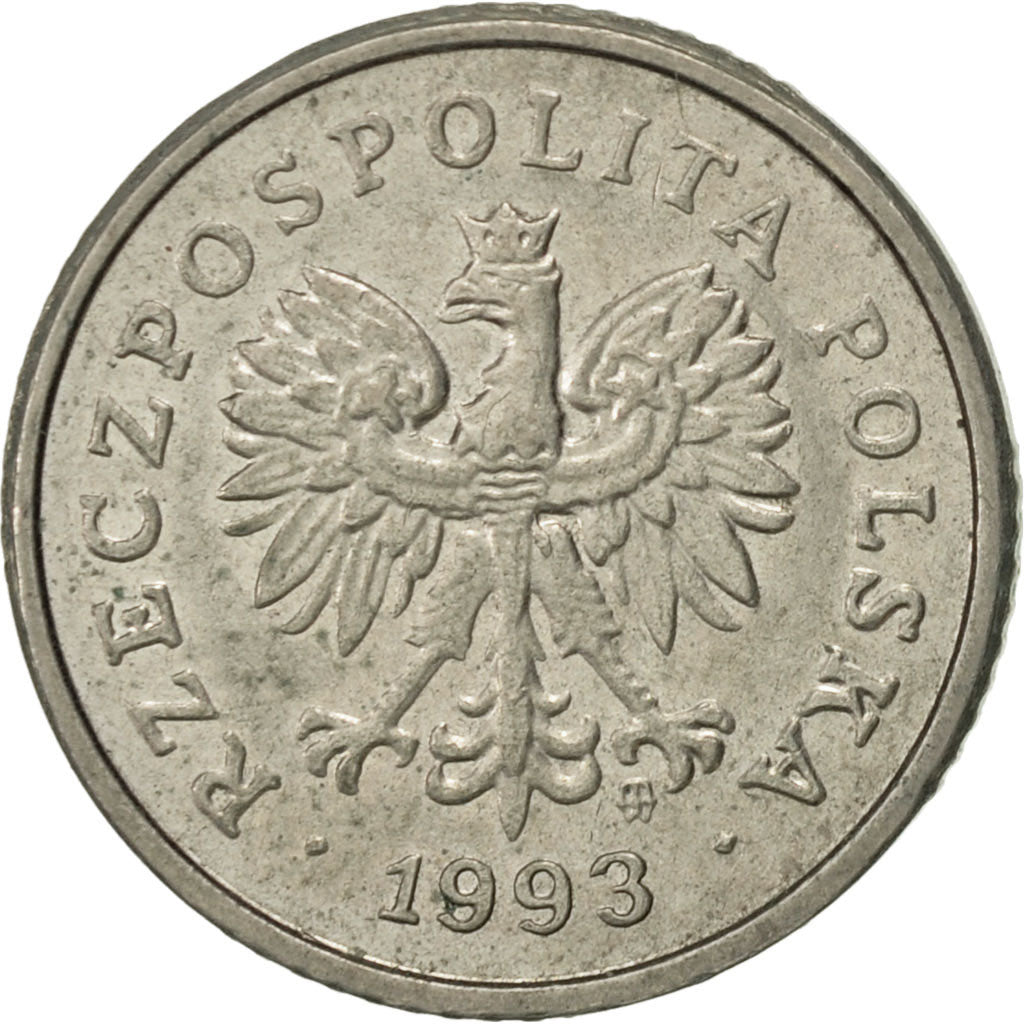 Coin, Poland, 10 Groszy, 1993, Warsaw, AU(55-58), Copper-nickel, KM:279