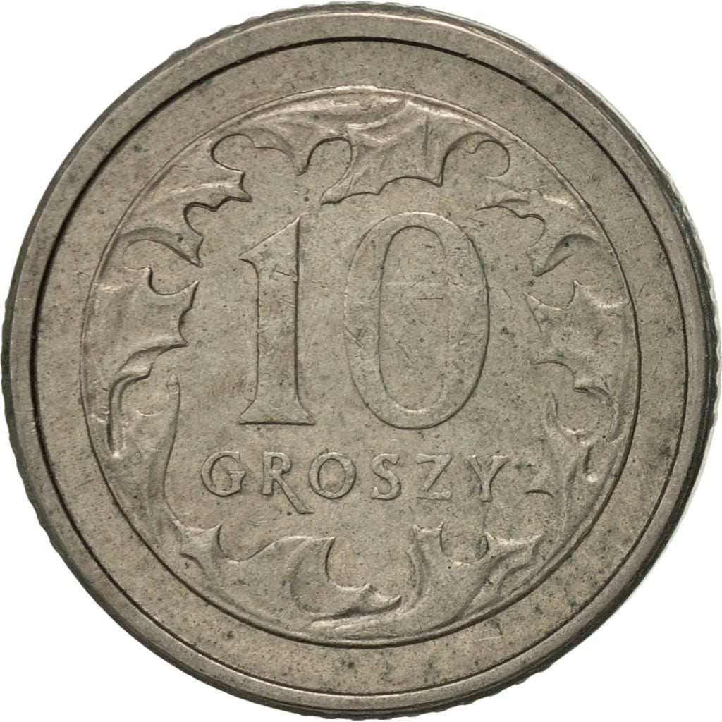 Coin, Poland, 10 Groszy, 1993, Warsaw, AU(55-58), Copper-nickel, KM:279
