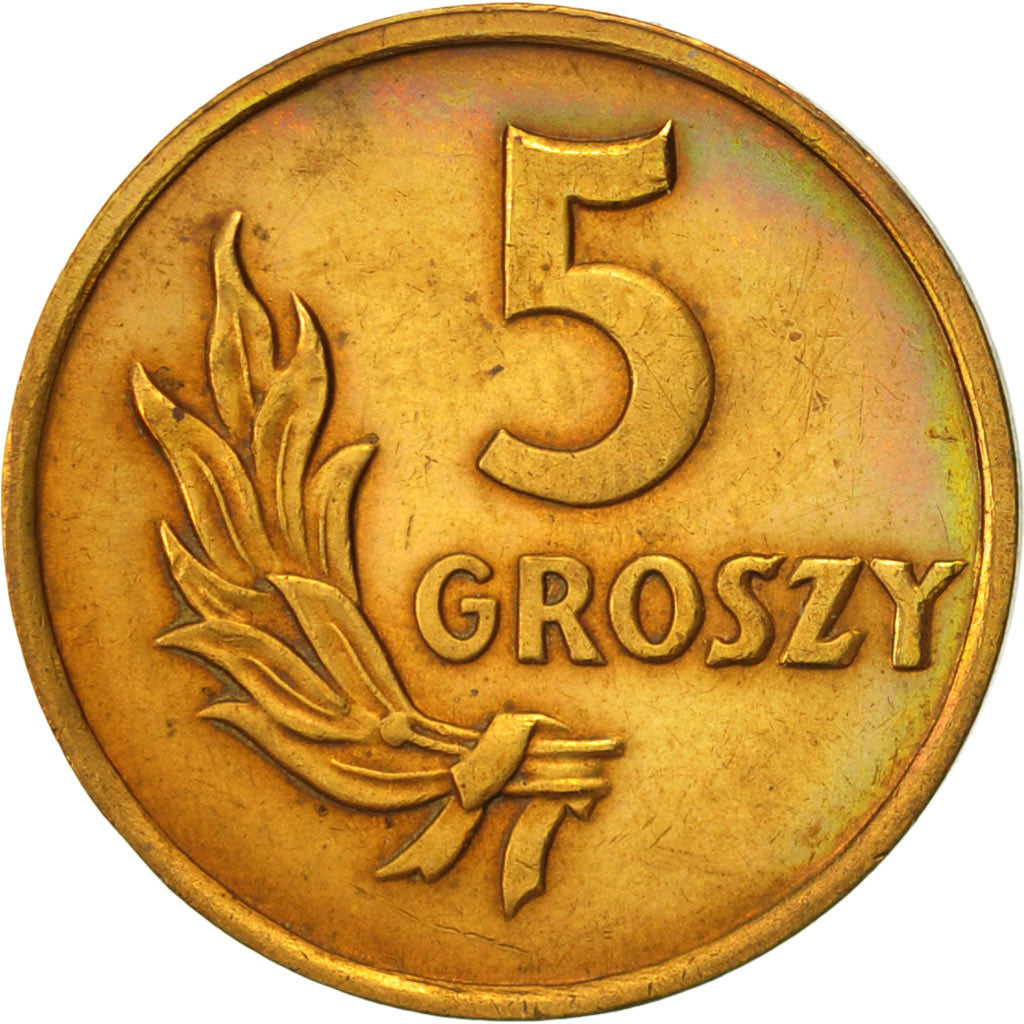 Coin, Poland, 5 Groszy, 1949, Basel, EF(40-45), Bronze, KM:41