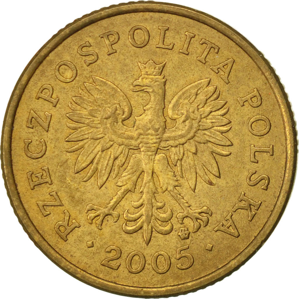 Coin, Poland, 5 Groszy, 2005, Warsaw, AU(50-53), Brass, KM:278