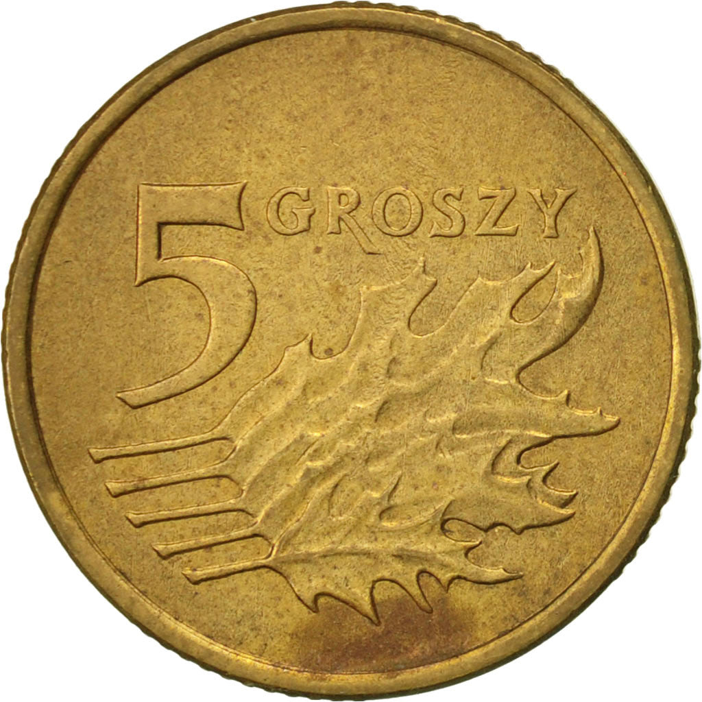 Coin, Poland, 5 Groszy, 2005, Warsaw, AU(50-53), Brass, KM:278