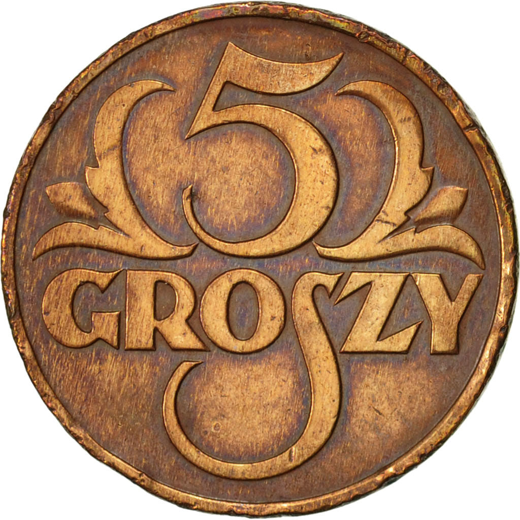 Coin, Poland, 5 Groszy, 1935, Warsaw, EF(40-45), Bronze, KM:10a