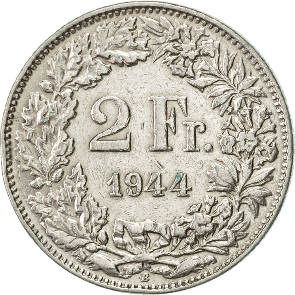Moneta, Svizzera, 2 Francs, 1944, Bern, BB+, Argento, KM:21