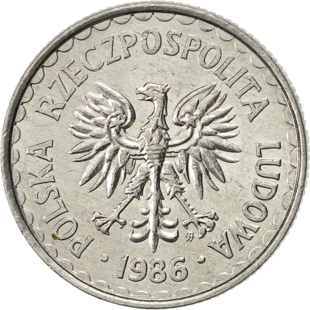 Coin, Poland, Zloty, 1986, Warsaw, AU(50-53), Aluminum, KM:49.2