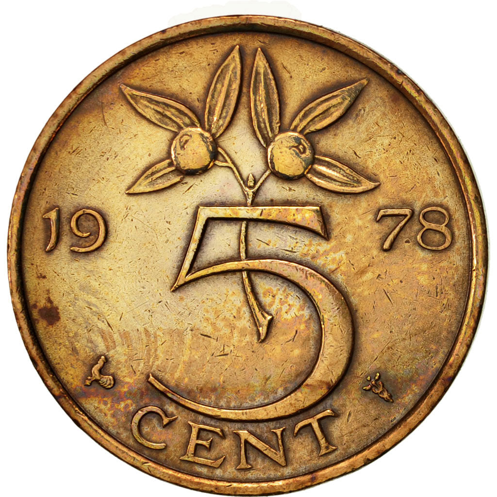 Coin, Netherlands, Juliana, 5 Cents, 1978, EF(40-45), Bronze, KM:181