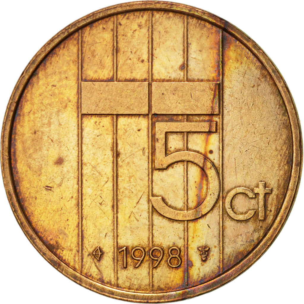 Moneta, Holandia, Beatrix, 5 Cents, 1998, EF(40-45), Bronze, KM:202