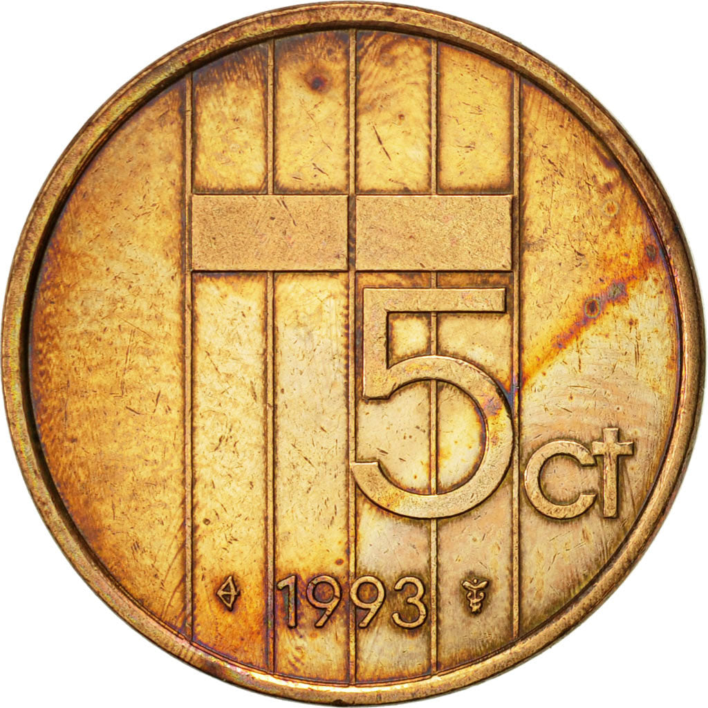 Coin, Netherlands, Beatrix, 5 Cents, 1993, EF(40-45), Bronze, KM:202