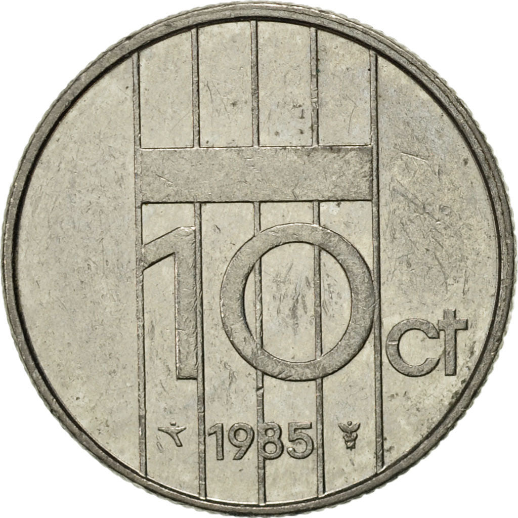 Coin, Netherlands, Beatrix, 10 Cents, 1985, AU(50-53), Nickel, KM:203