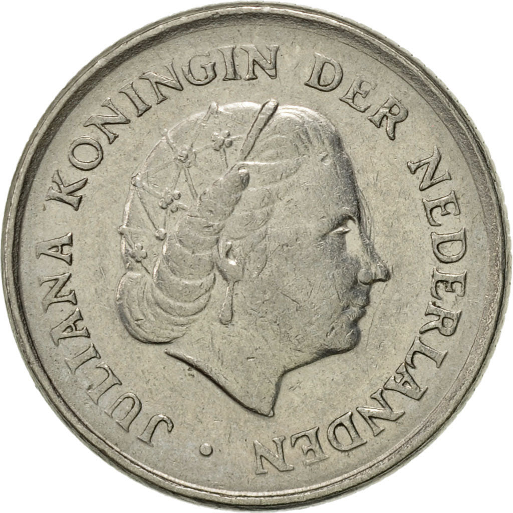 Coin, Netherlands, Juliana, 10 Cents, 1968, AU(55-58), Nickel, KM:182