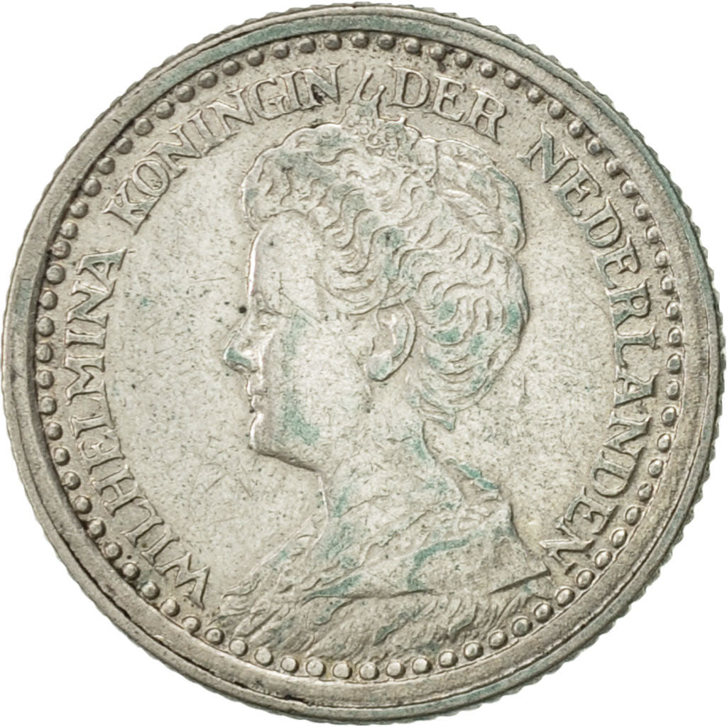 Netherlands, Wilhelmina I, 10 Cents, 1918, AU(50-53), Silver, KM:145