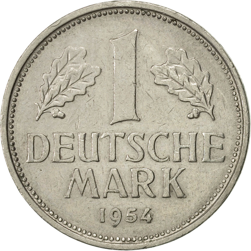 Coin, GERMANY - FEDERAL REPUBLIC, Mark, 1954, Munich, AU(55-58), Copper-nickel