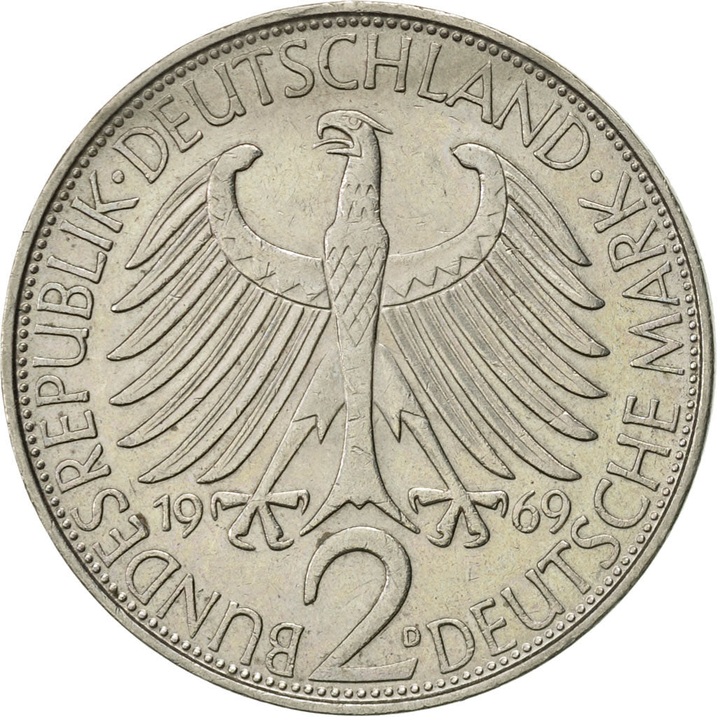 Coin, GERMANY - FEDERAL REPUBLIC, 2 Mark, 1969, Munich, AU(55-58)