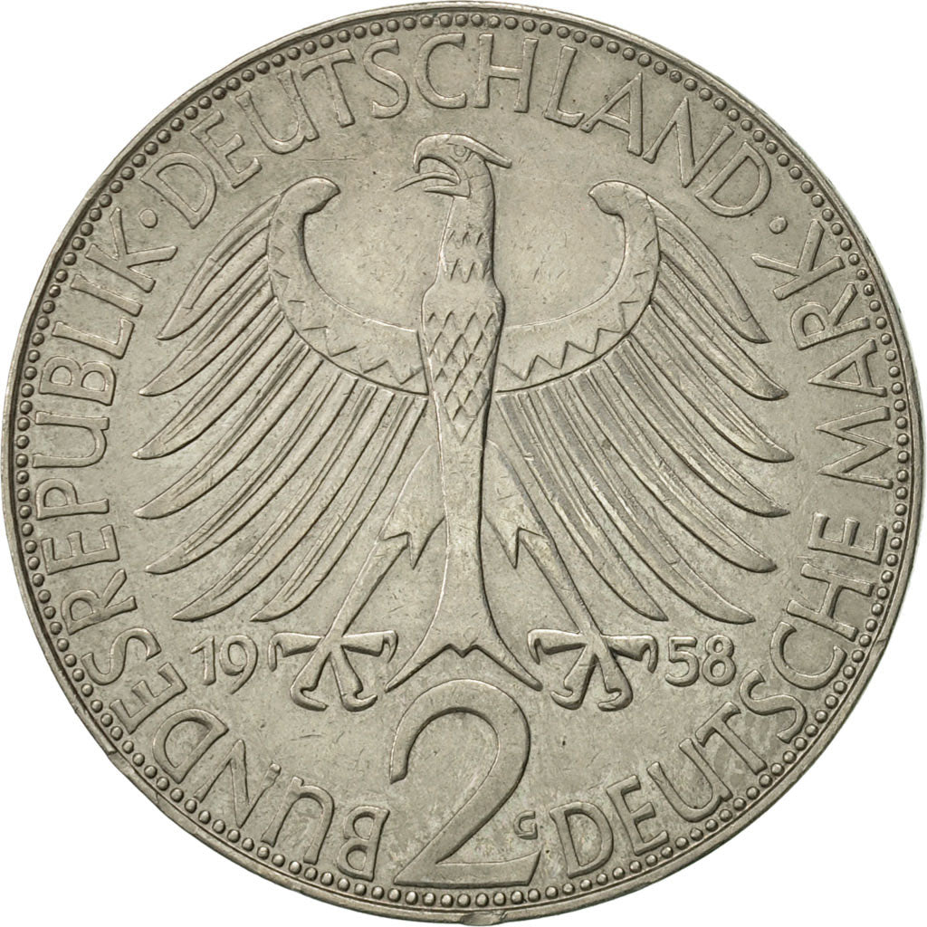 Munten, Federale Duitse Republiek, 2 Mark, 1958, Karlsruhe, PR, Copper-nickel