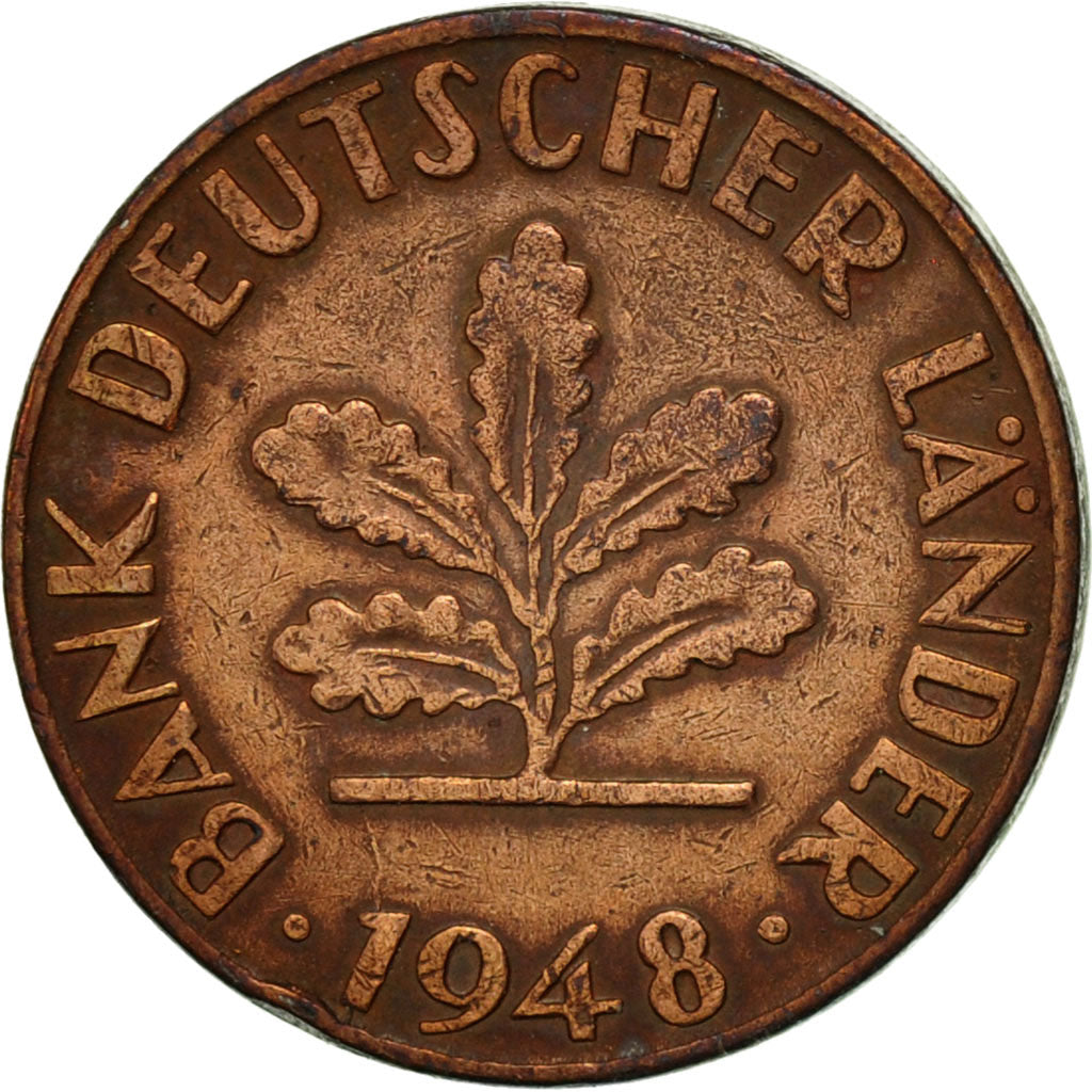 Münze, Bundesrepublik Deutschland, Pfennig, 1948, Stuttgart, SS, Copper Plated