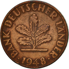 Münze, Bundesrepublik Deutschland, Pfennig, 1948, Stuttgart, SS, Copper Plated