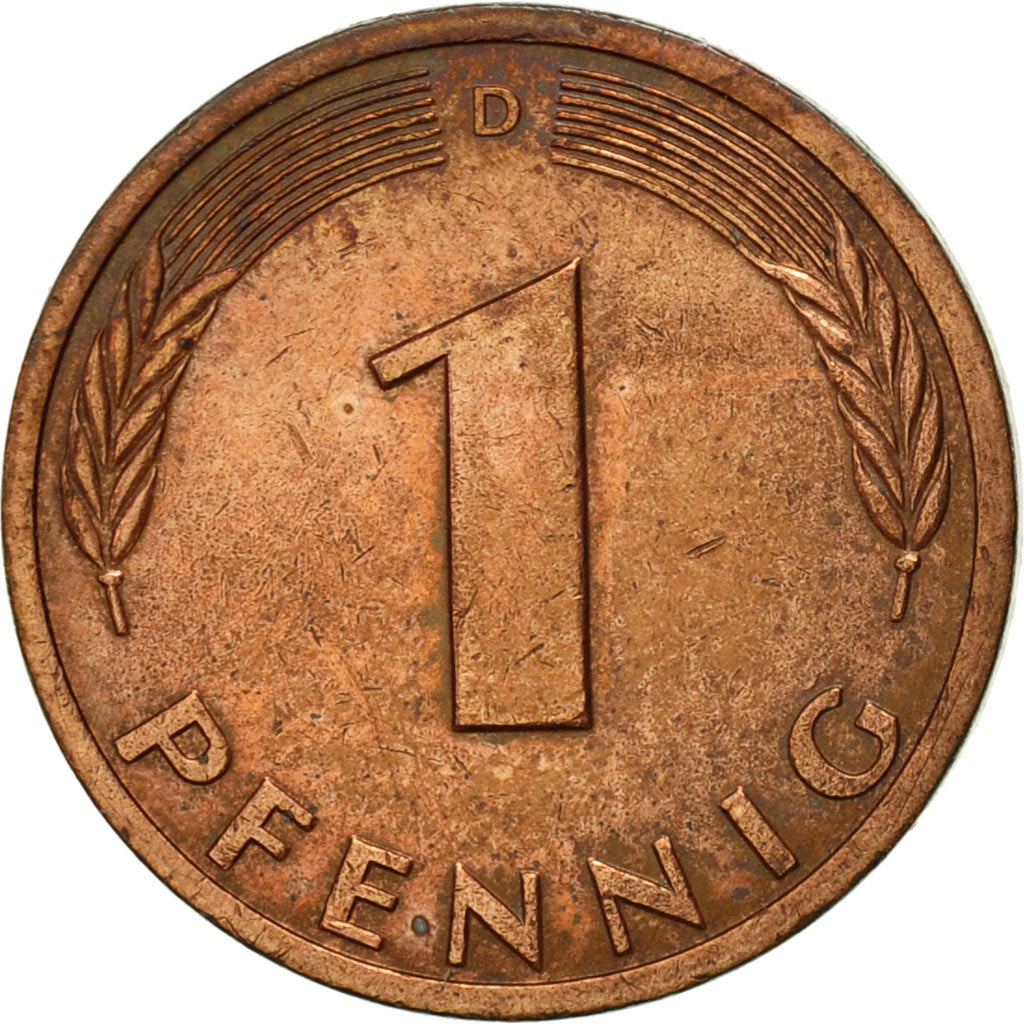 Coin, GERMANY - FEDERAL REPUBLIC, Pfennig, 1977, Munich, EF(40-45), Copper