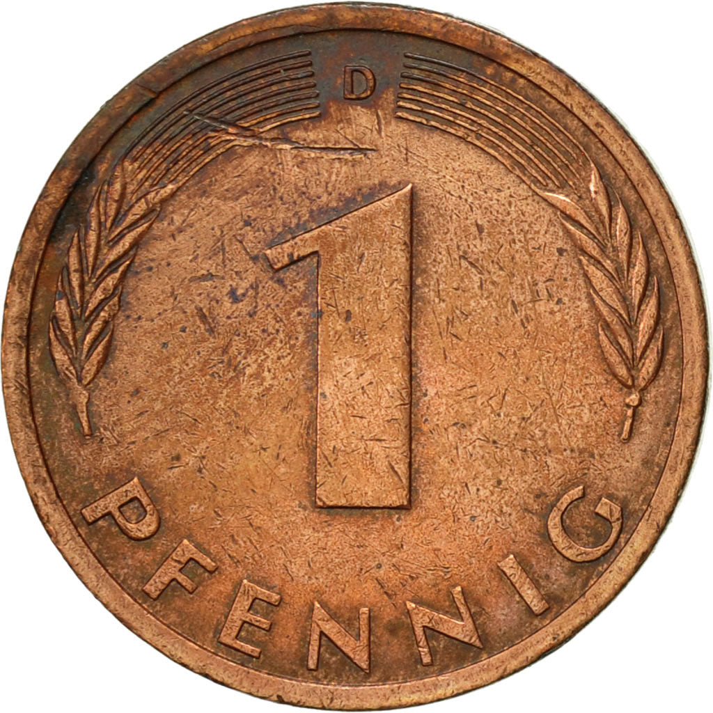 Coin, GERMANY - FEDERAL REPUBLIC, Pfennig, 1975, Munich, EF(40-45), Copper