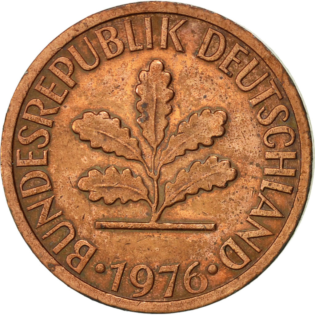 Munten, Federale Duitse Republiek, Pfennig, 1976, Karlsruhe, ZF, Copper Plated