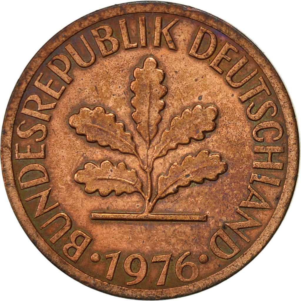 Moneda, ALEMANIA - REPÚBLICA FEDERAL, Pfennig, 1976, Hambourg, MBC, Cobre
