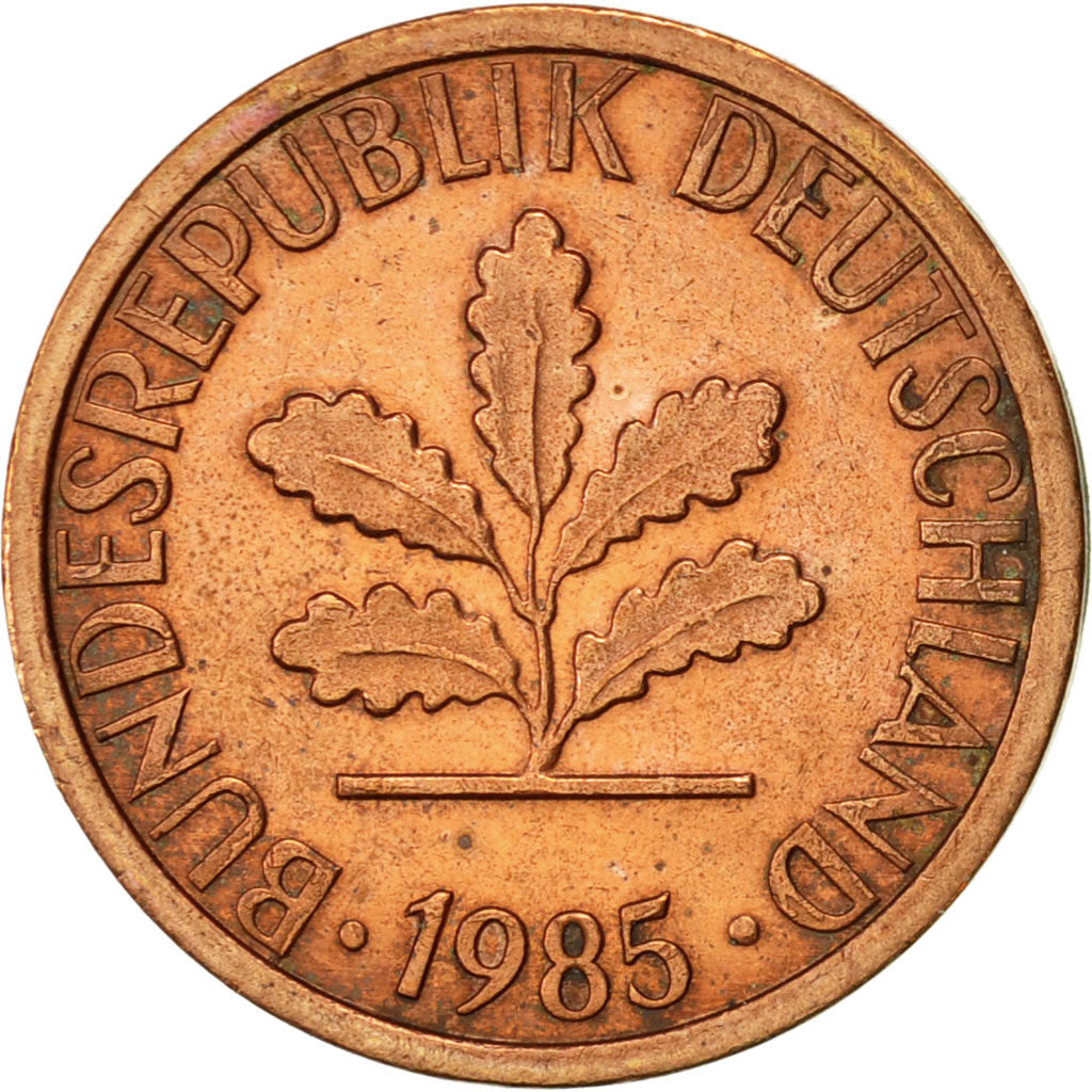 Coin, GERMANY - FEDERAL REPUBLIC, Pfennig, 1985, Karlsruhe, EF(40-45), Copper