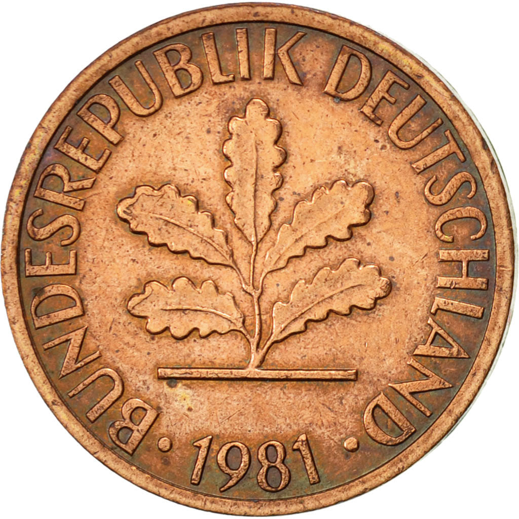 Coin, GERMANY - FEDERAL REPUBLIC, Pfennig, 1981, Hambourg, EF(40-45), Copper