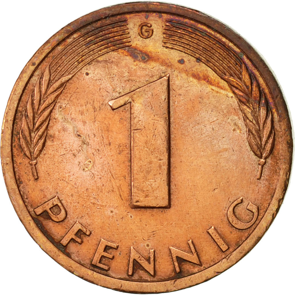 Coin, GERMANY - FEDERAL REPUBLIC, Pfennig, 1987, Karlsruhe, EF(40-45), Copper