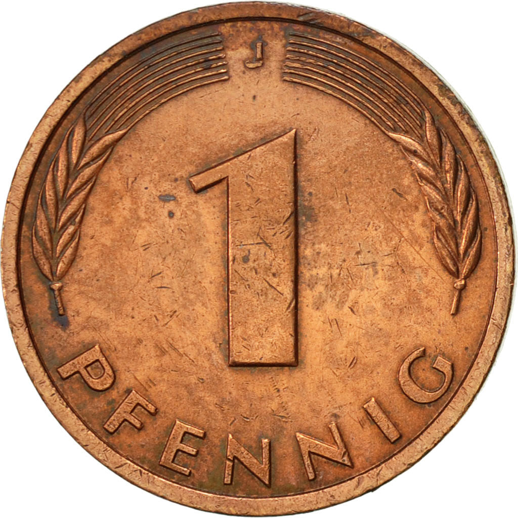 Coin, GERMANY - FEDERAL REPUBLIC, Pfennig, 1987, Hambourg, EF(40-45), Copper