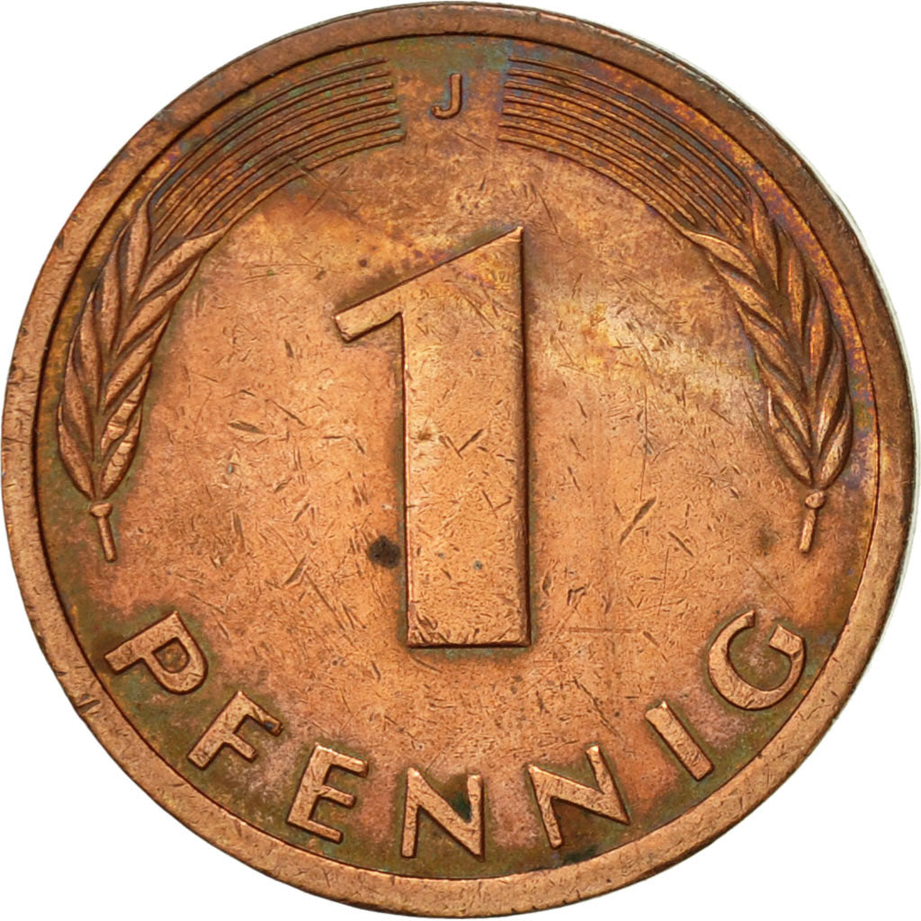 Munten, Federale Duitse Republiek, Pfennig, 1990, Hambourg, ZF, Copper Plated