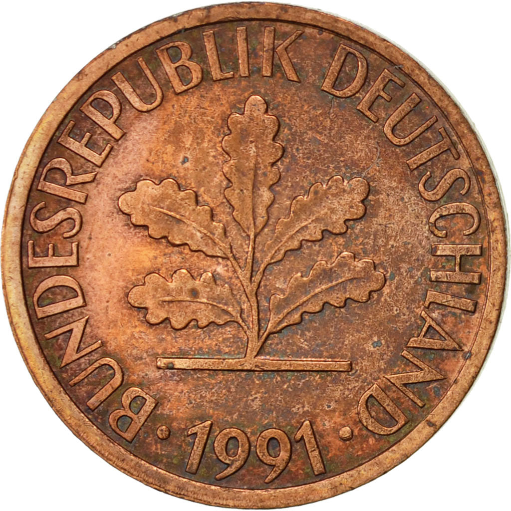 Moneta, GERMANIA - REPUBBLICA FEDERALE, Pfennig, 1991, Karlsruhe, BB, Acciaio