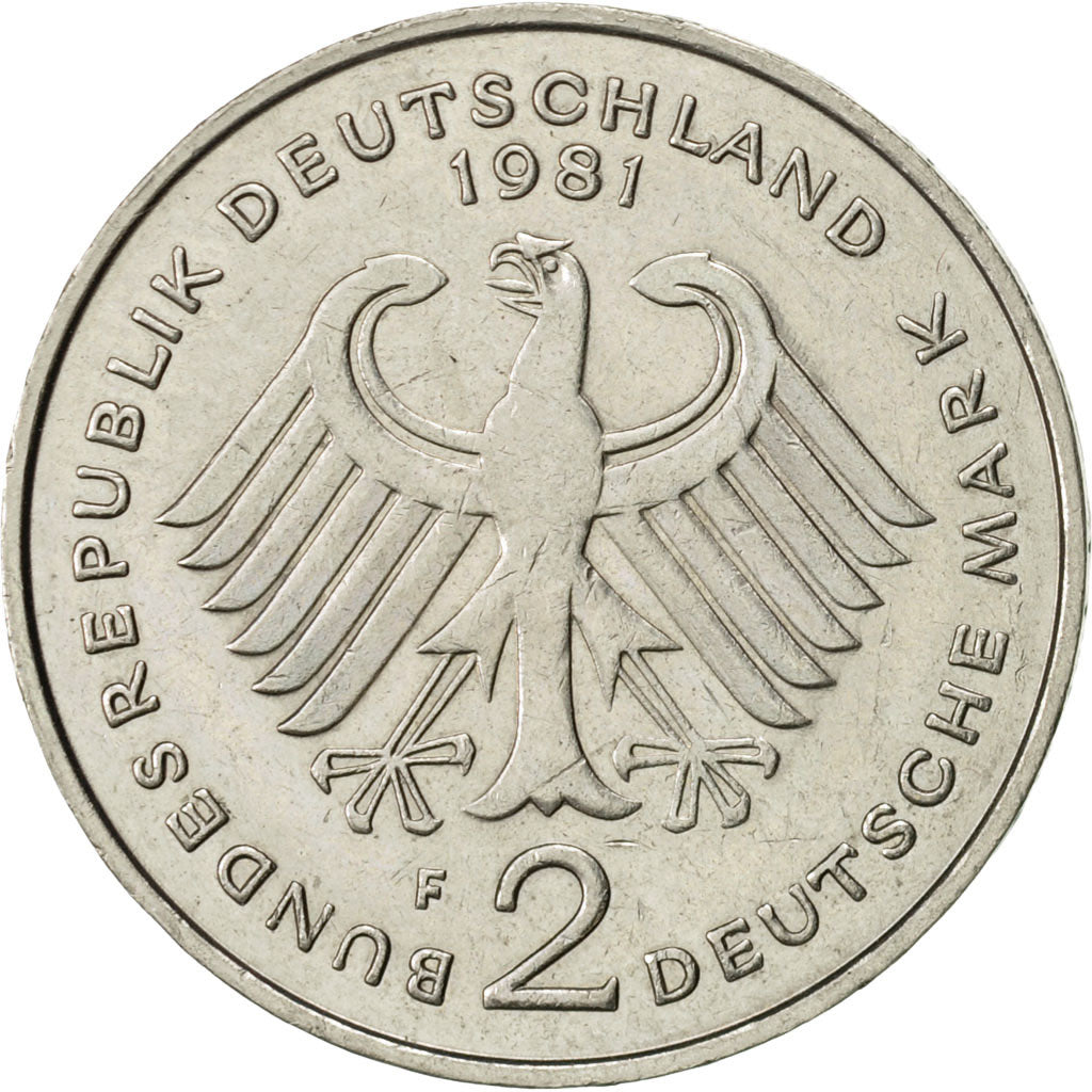 Coin, GERMANY - FEDERAL REPUBLIC, 2 Mark, 1981, Stuttgart, AU(50-53)