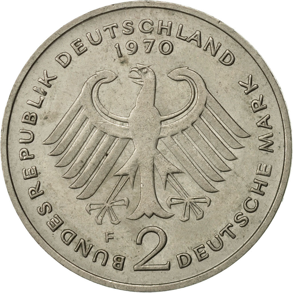 Coin, GERMANY - FEDERAL REPUBLIC, 2 Mark, 1970, Stuttgart, AU(50-53)
