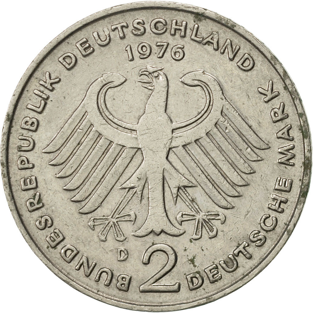 Coin, GERMANY - FEDERAL REPUBLIC, 2 Mark, 1976, Munich, AU(50-53), Copper-Nickel